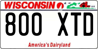 WI license plate 800XTD