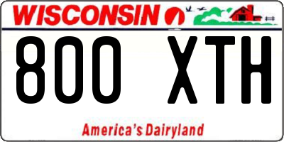 WI license plate 800XTH