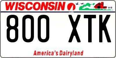 WI license plate 800XTK