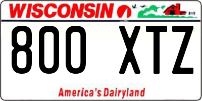 WI license plate 800XTZ