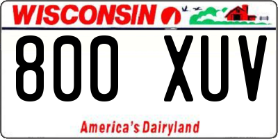 WI license plate 800XUV