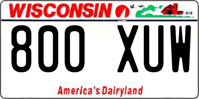 WI license plate 800XUW