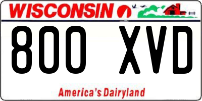WI license plate 800XVD