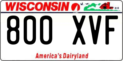 WI license plate 800XVF