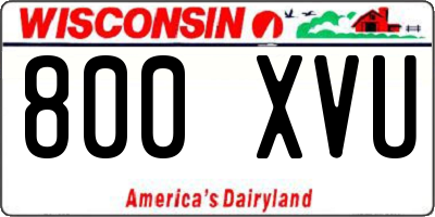WI license plate 800XVU