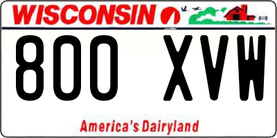 WI license plate 800XVW