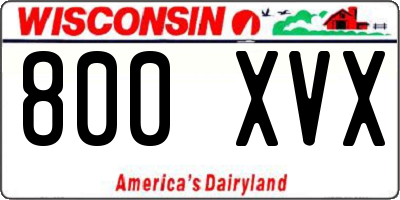 WI license plate 800XVX