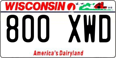 WI license plate 800XWD