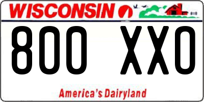 WI license plate 800XXO