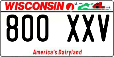 WI license plate 800XXV