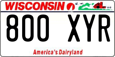 WI license plate 800XYR