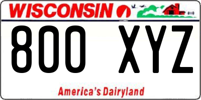 WI license plate 800XYZ