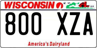 WI license plate 800XZA