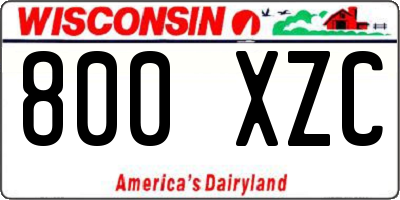 WI license plate 800XZC