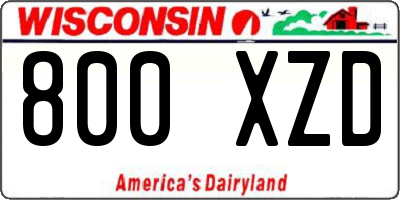 WI license plate 800XZD