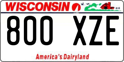 WI license plate 800XZE
