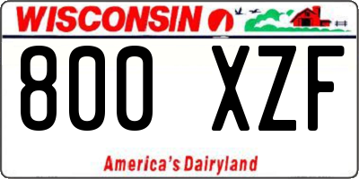 WI license plate 800XZF