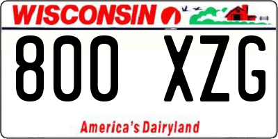 WI license plate 800XZG