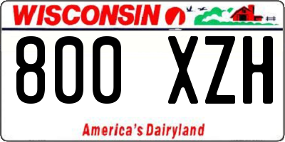 WI license plate 800XZH