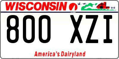 WI license plate 800XZI