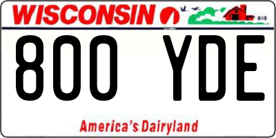 WI license plate 800YDE