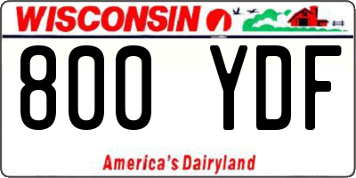 WI license plate 800YDF