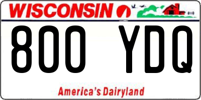 WI license plate 800YDQ