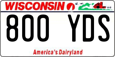 WI license plate 800YDS