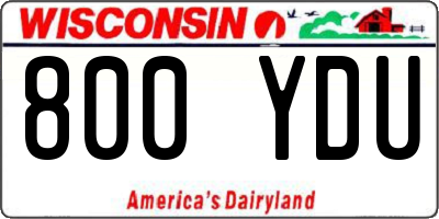 WI license plate 800YDU