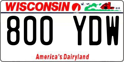 WI license plate 800YDW