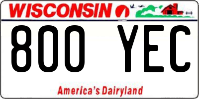 WI license plate 800YEC