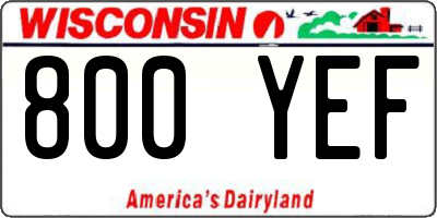 WI license plate 800YEF