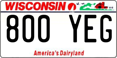 WI license plate 800YEG