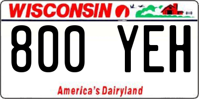 WI license plate 800YEH