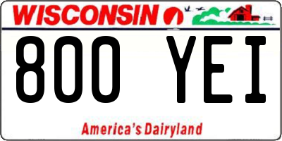 WI license plate 800YEI
