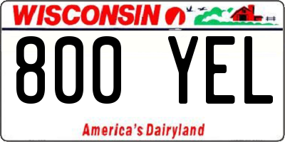 WI license plate 800YEL