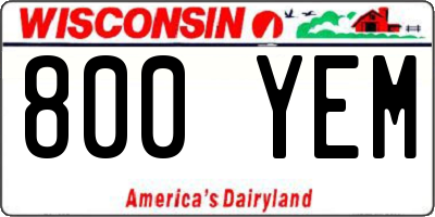 WI license plate 800YEM