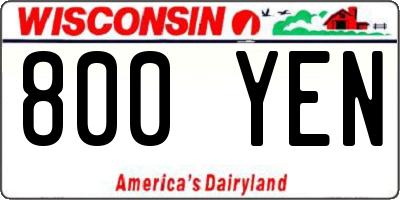 WI license plate 800YEN