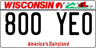 WI license plate 800YEO