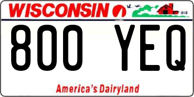 WI license plate 800YEQ