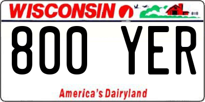 WI license plate 800YER