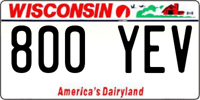WI license plate 800YEV