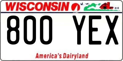 WI license plate 800YEX