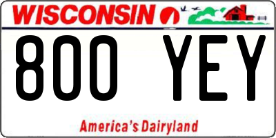WI license plate 800YEY