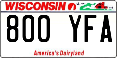WI license plate 800YFA