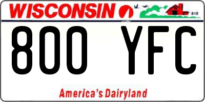 WI license plate 800YFC