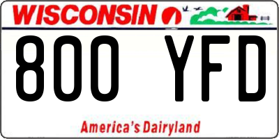 WI license plate 800YFD