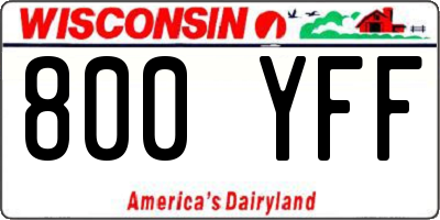 WI license plate 800YFF