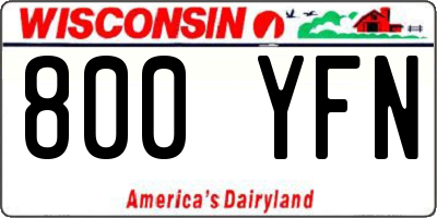 WI license plate 800YFN