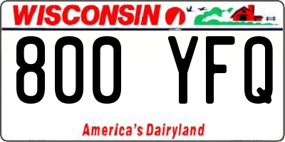 WI license plate 800YFQ